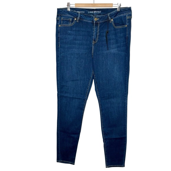 Lane Bryant Mid Rise Super Stretch Skinny Jeans Womens Size 18 Long Blue Tall - Picture 1 of 6